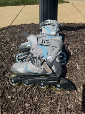 Adjustable Inline Skates - Gray & Light Blue size 9